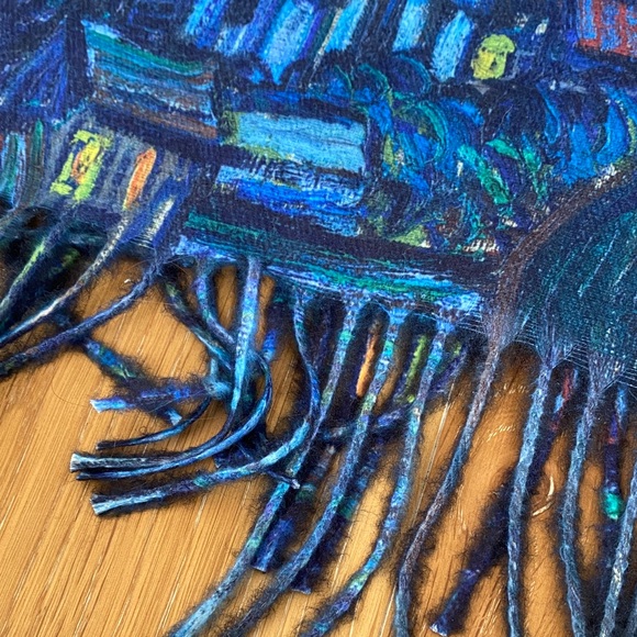 Starry Night Inspired Blue Scarf - Picture 5 of 5